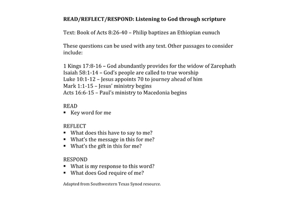 Read, Reflect and Respond Bible Study