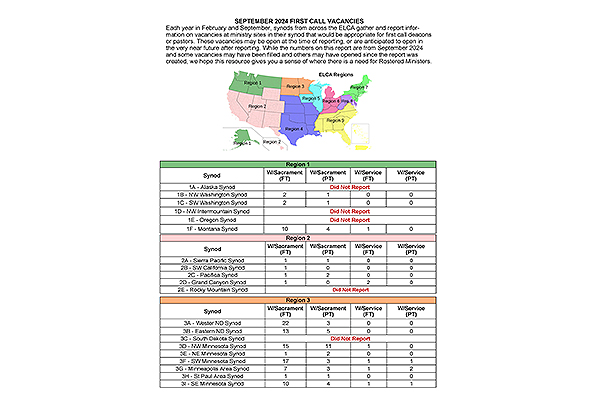 Regional Synodical Vacancy Map September 2024