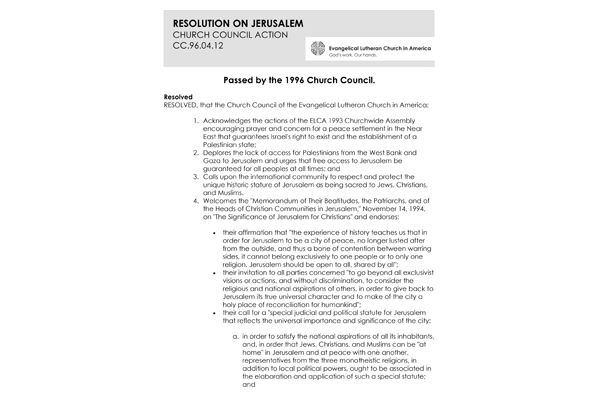 Resolution on Jerusalem SPR96