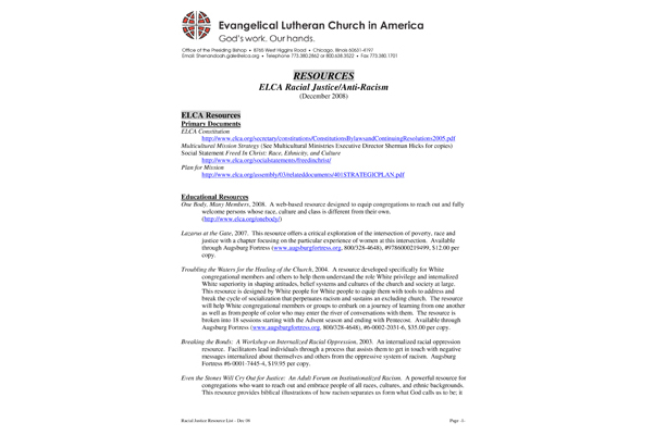 ELCA Racial Justice Resources