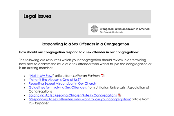 Responding to Sex Offender in a Congregation