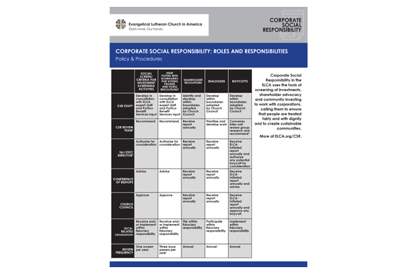 CSR: Roles & Responsibilities Chart