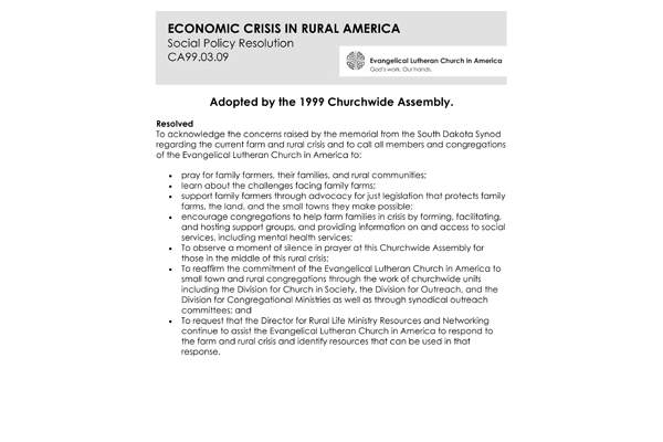 Rural Economic Crisis SPR99