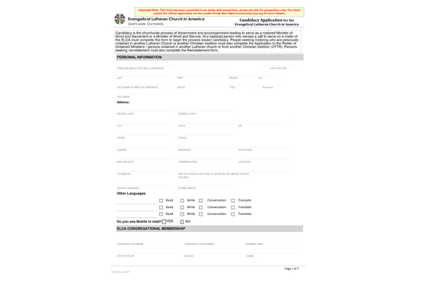 SAMPLE Candidacy Application