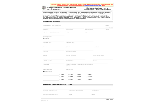 Sample Candidacy Application SPANISH