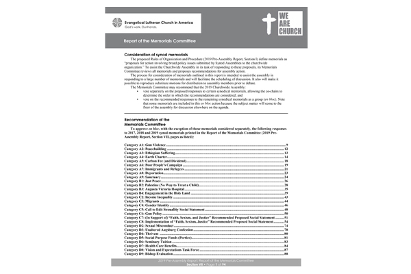 Section VII - Report of Memorials Committee