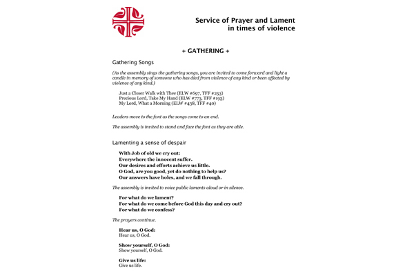 Prayer Service in times of violence (DOCX)