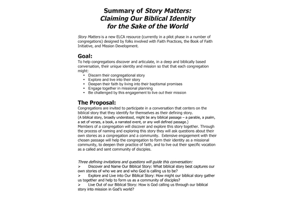 Story Matters Summary