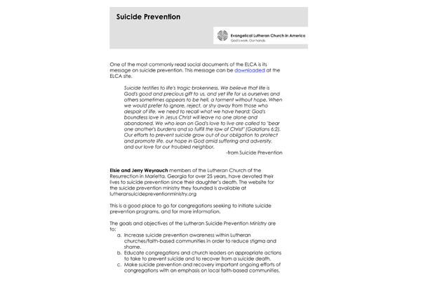 Suicide Prevention