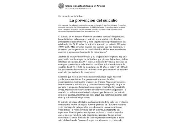 Suicide Prevention Spanish