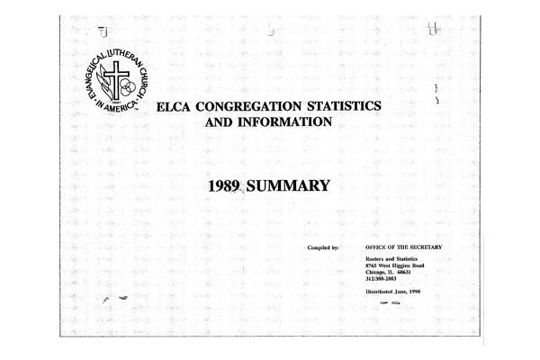 Summary of Congregational Statistics as of 12-31-1989