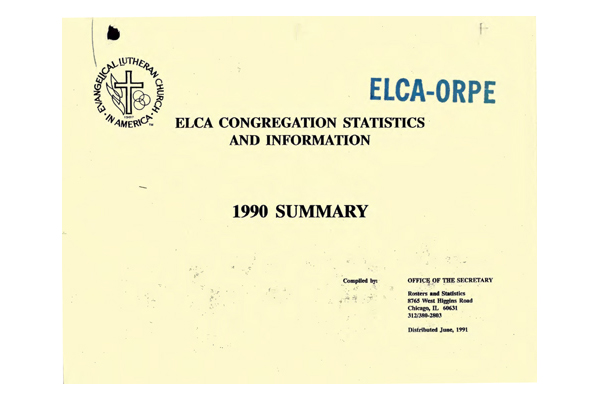 Summary of Congregational Statistics as of 12-31-1990