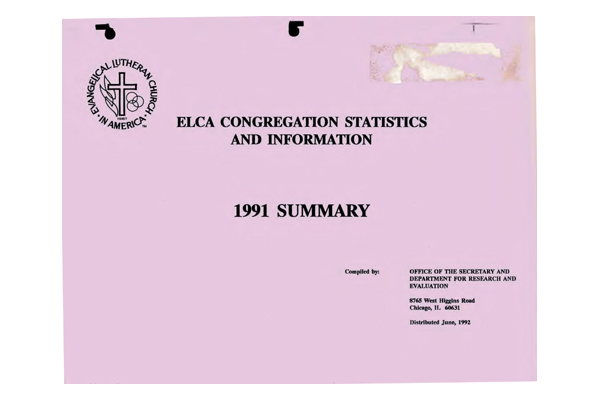 Summary of Congregational Statistics as of 12-31-1991