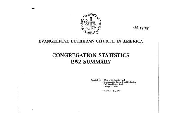 Summary of Congregational Statistics as of 12-31-1992