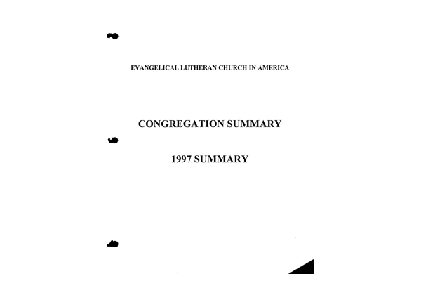 Summary of Congregational Statistics as of 12-31-1997