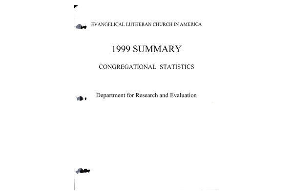 Summary of Congregational Statistics as of 12-31-1999