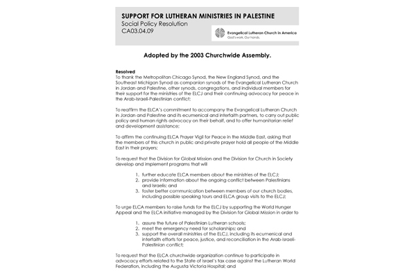 Support Lutheran Palestine SPR03