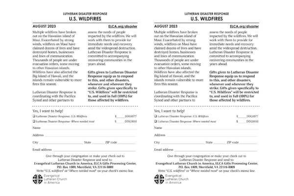 US Wildfires bulletin insert