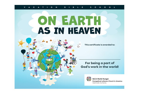 “On Earth As in Heaven” Vacation Bible School Certificate