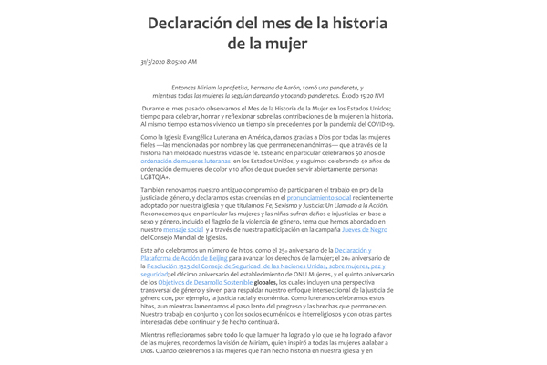 Women's History Month 2020 Spanish