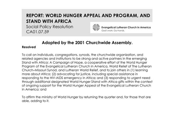 World Hunger Report SPR01