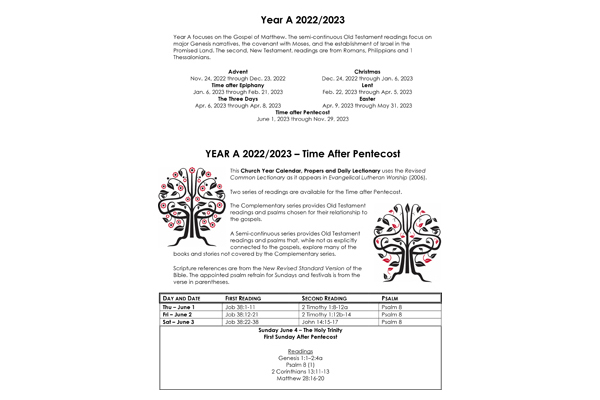 Lectionary Year A - Time After Pentecost 2022-2023