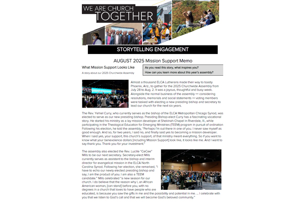 Mission Support Memo – August 2025