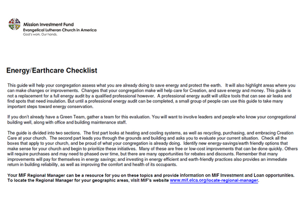 Resource: Church Property Self Audit Form