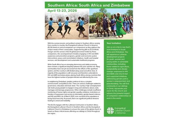 Upcoming Donor Immersion Trip 2026 Southern Africa