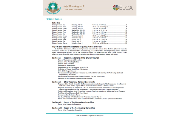 Order of Business for CWA 2025