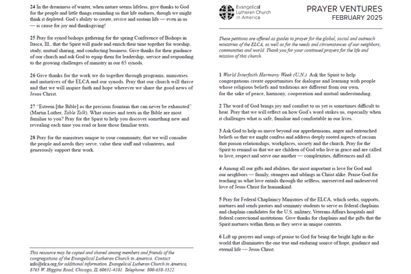 thumbnail for Prayer Ventures 2/2025 letter sized pdf document