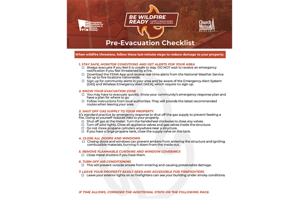 Wildfire Pre-Evacuation Checklist